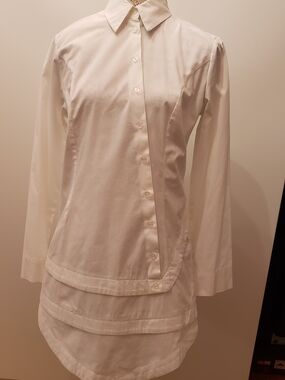 Kenar White Asymmetrical Button Front Tunic